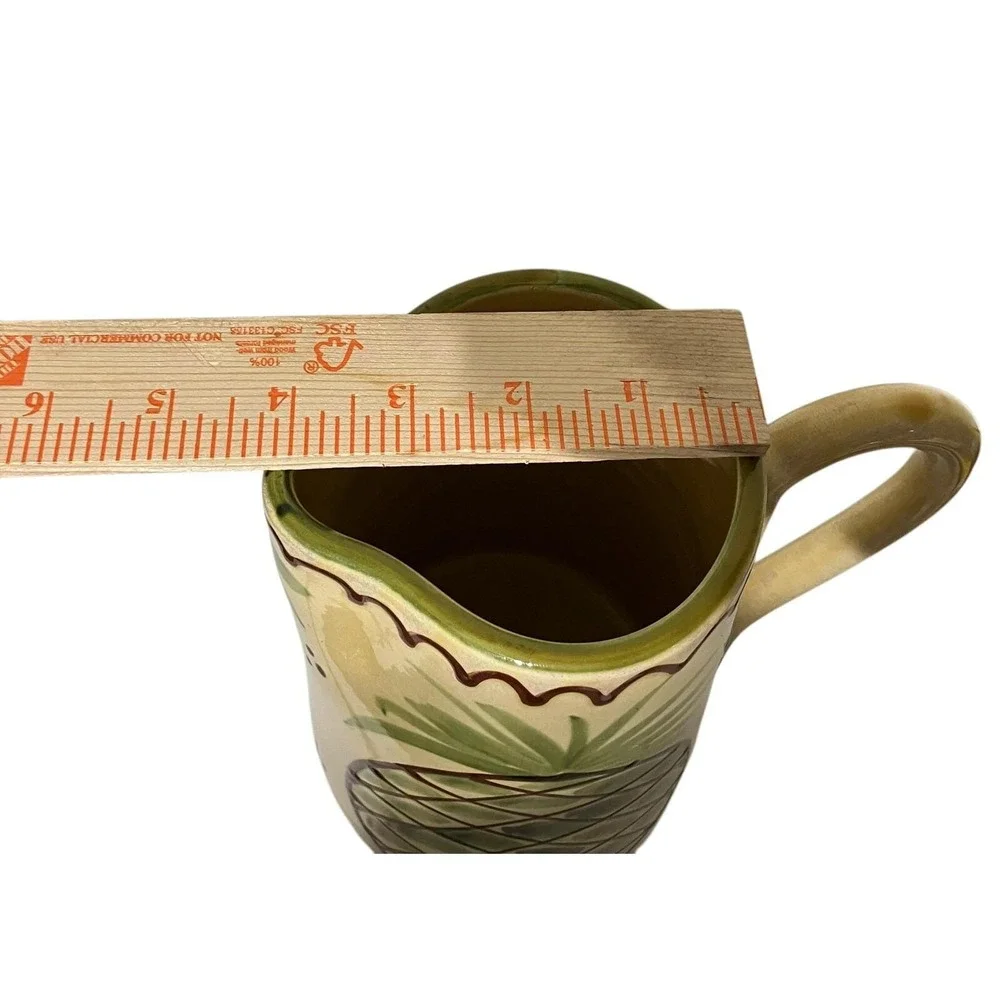 Hand Painted Italy Pineapple Ceramic Mug Tall Coffee Cup Tropical Green 8